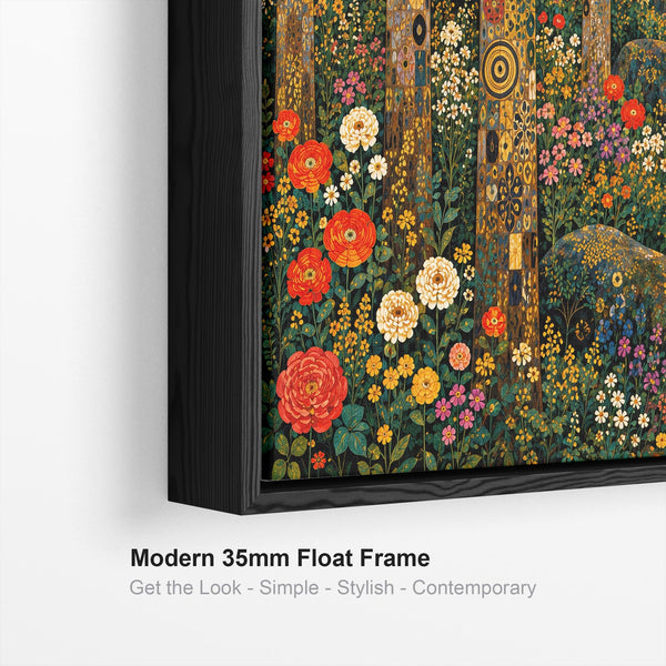 Large Gustav Klimt inspired Framed Canvas - Golden Trees Path