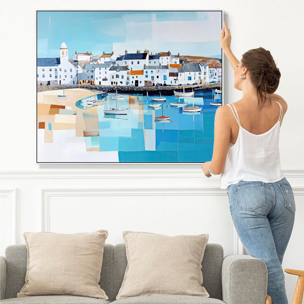 Extra Large Framed Coastal Art Print - Cornish Seaside 2
