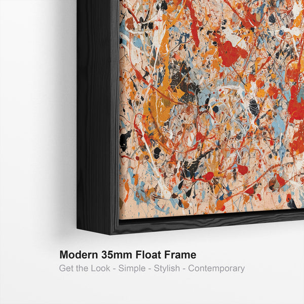 Abstract Colourful Framed Canvas Art - Jackson Pollock Style