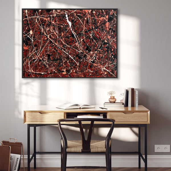 Large Maroon Red Framed Abstract Canvas Picture - XL - Splash