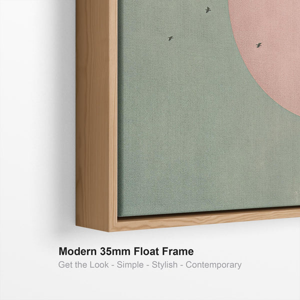 Japandi Framed Canvas - Sage Green Pink - Frame Included