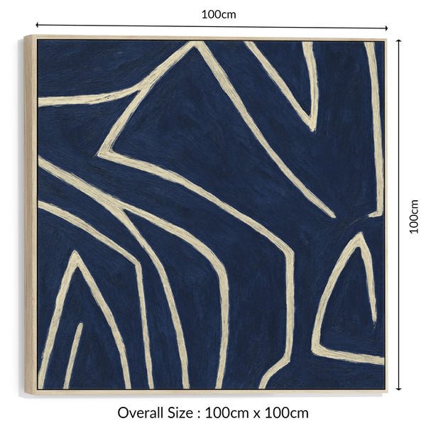 Blue White Abstract Framed Canvas XL Square - Matrix