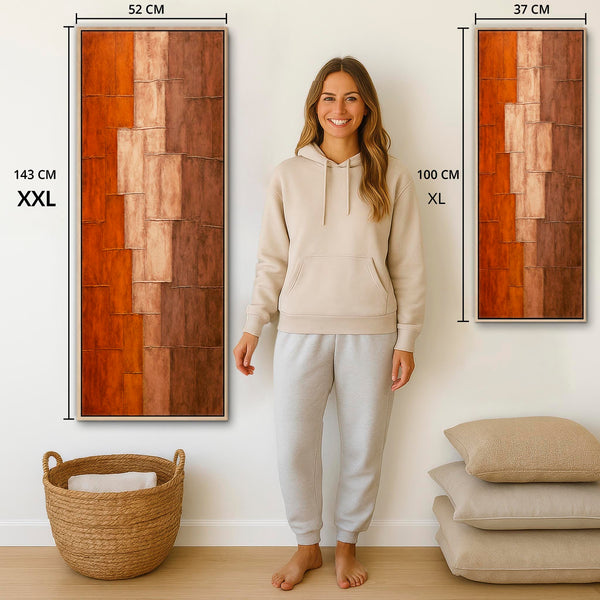 Earthy Orange Tall Vertical Wall Art - Upright Rusty Autumn