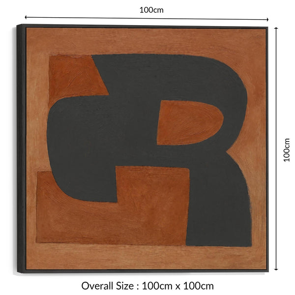 Orange Umber Artwork Canvas Framed - Rusted Monolith