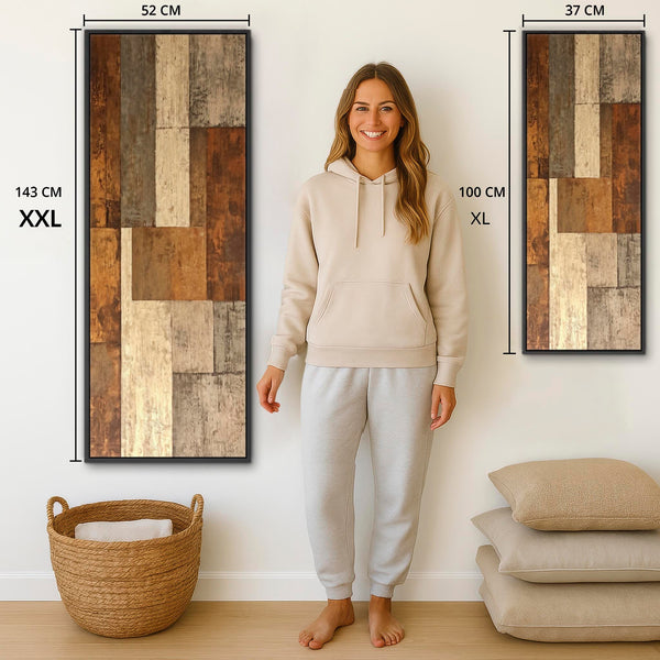 Upright Brown Beige Vertical Artwork Canvas Narrow Earth