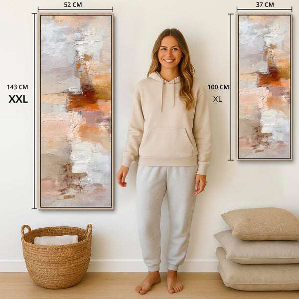 Blush Pink Neutral Tall Framed Upright Canvas Harmony Fades