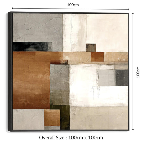 Orange Grey Framed Wall Art Canvas Terracotta Harmony