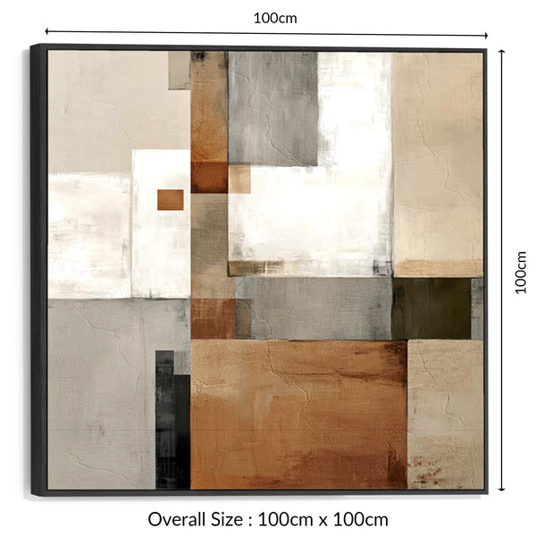 Orange Grey Framed Wall Art Canvas Terracotta Whisper