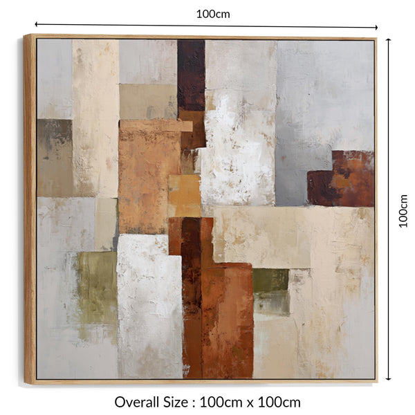 Rust Orange Grey Stone Framed Artwork on Canvas Earth Shadows