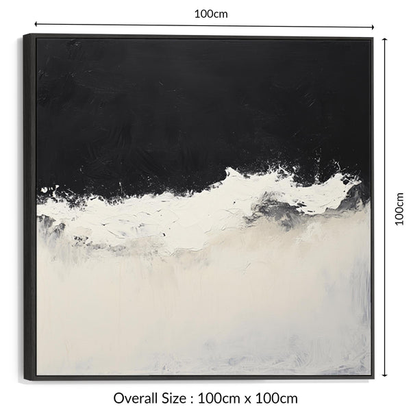 Neutral Beige Black Framed Square Artwork Canvas Cream Tide