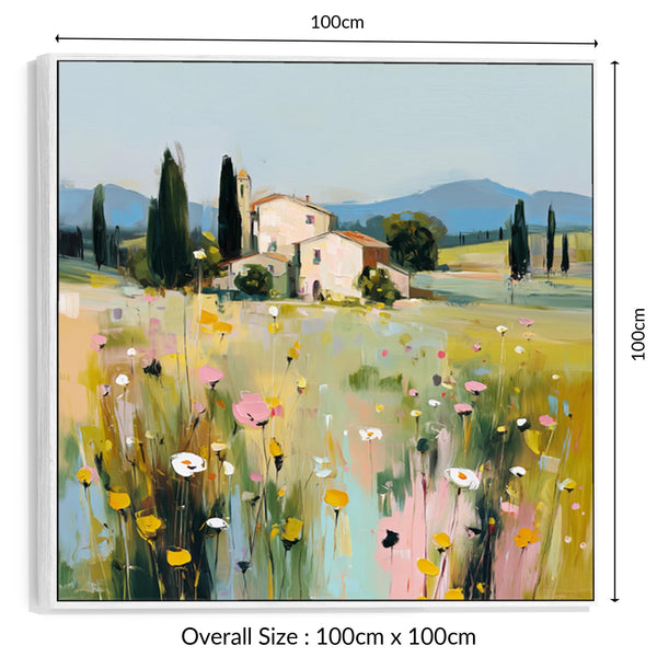 Colourful Italy Tuscany Landscape Framed Canvas Artwork Print