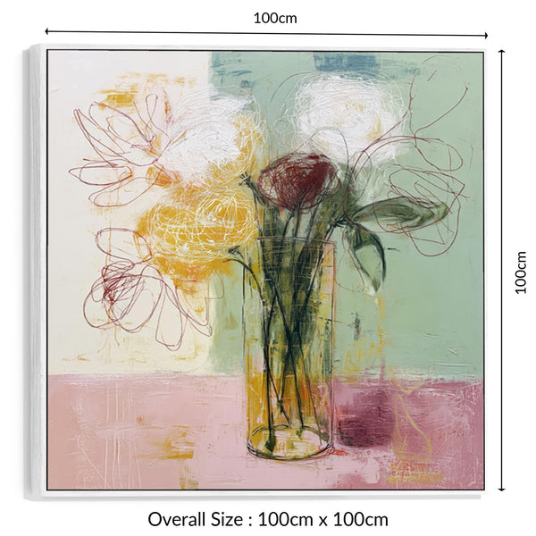 Abstract Colourul Floral Bloom Wall Art Canvas Print Framed