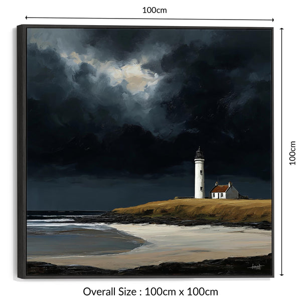 Large Framed Scottish Canvas Artwork - Lighthouse - Edge of Storm