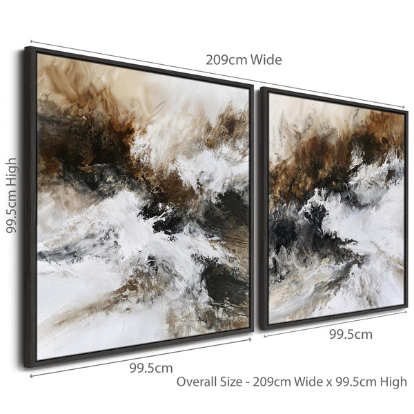 Extra Large Framed Abstract Wall Art - Sienna Rising - Set of 2