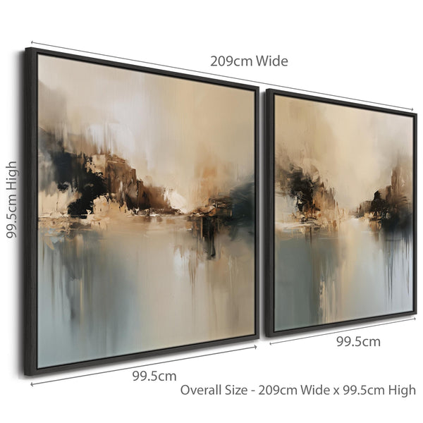 Extra Large Oversized Pair Framed Canvases Teal Dream Set of 2