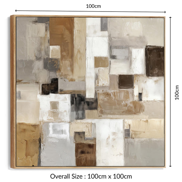 Large Beige Cream Framed Picture on Canvas - Mocha Harmony