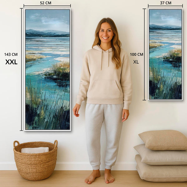 Tall Upright Irish Coastal Landscape Framed Artwork on Canvas