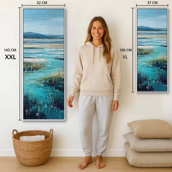 Tall Upright Scottish Coastal Framed Art on Canvas - Stillness