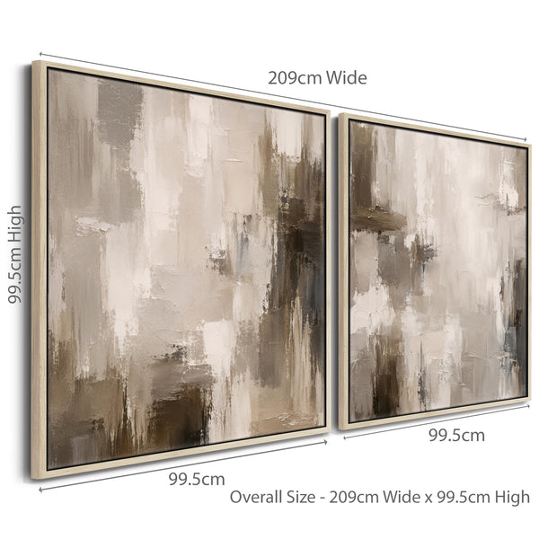 Extra Large Pair Framed Canvas Art | Neutral Abstract Set 2