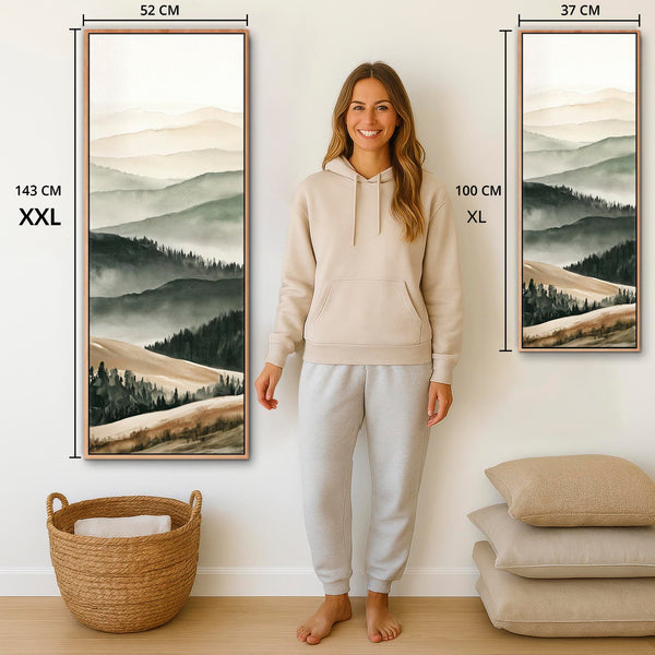 Tall Hallway Framed Vertical Wall Art Green Upright Artwork