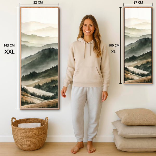 Sage Green and Cream Framed Vertical Wall Art - Cambrian Mist