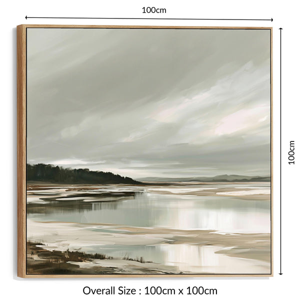 Sage Green Grey Framed Canvas Picture - Irish Coastal Landscape