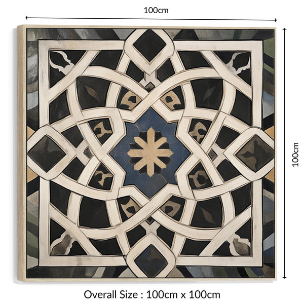 Black Cream Abstract Geometric Framed Wall Art Canvas - Medina