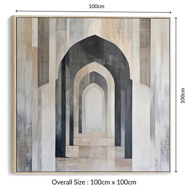 Neutral Beige Grey Framed Wall Art Canvas - Seville Alcazar
