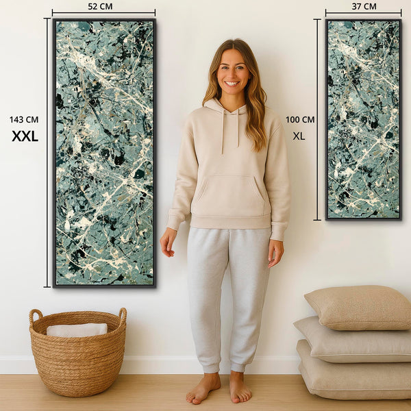 Tall Hallway Framed Wall Art - Green - Jackson Pollock Style