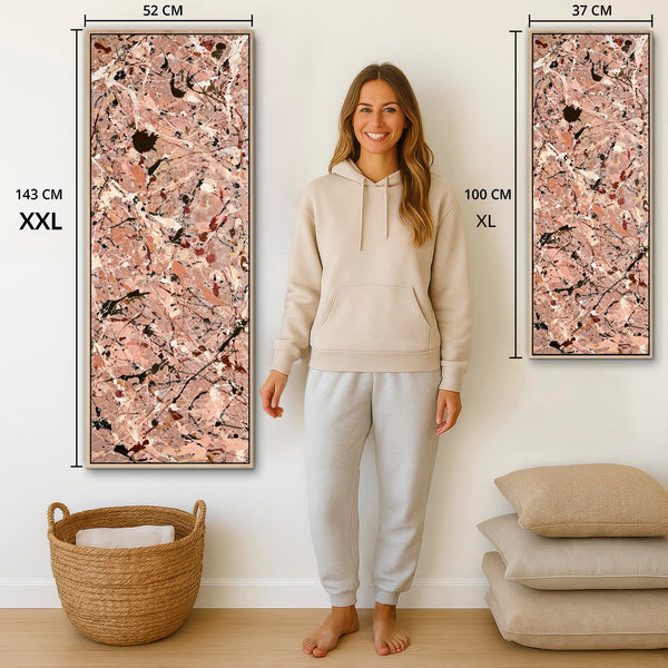 Tall Framed Hallway Wall Art Blush Peach Pink Canvas for Hall