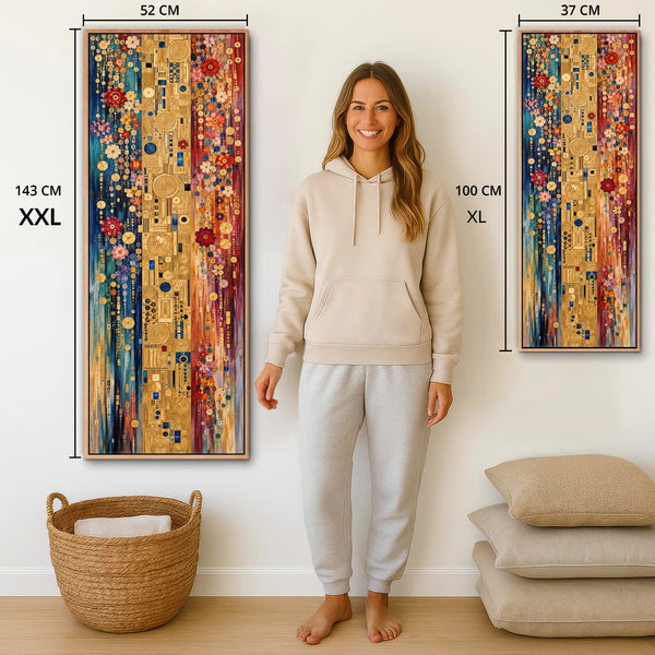 Tall Colourful Gustav Klimt inspired Vibrant Framed Canvas Art
