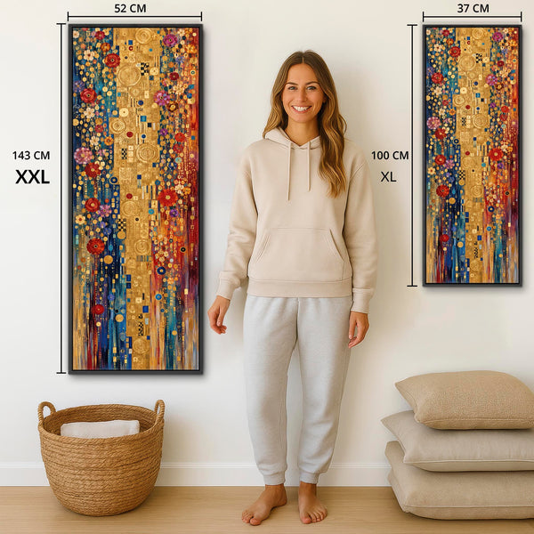 Tall Gustav Klimt inspired Colourful Framed Canvas Kaleidescope