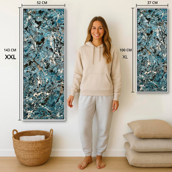 Tall Teal Hallway Framed Canvas Picture for Entrance Hall