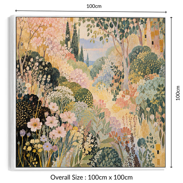 Framed Pastel Artwork Print on Canvas - Colourful Garden View