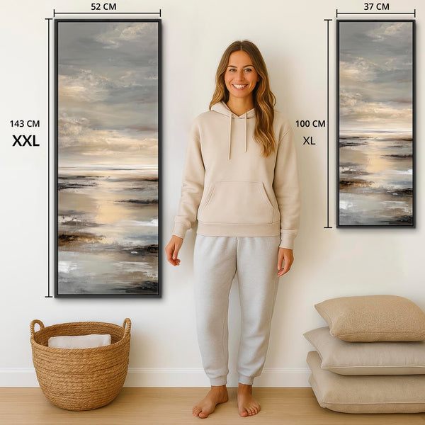 Tall Neutral Black Entrance Hall Framed Canvas Art for Hallway