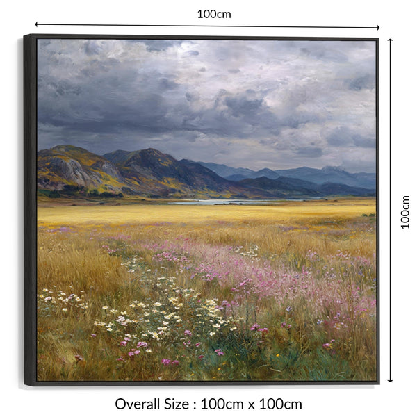 Scottish Highland Landscape Framed Canvas Art - Heather Meadow