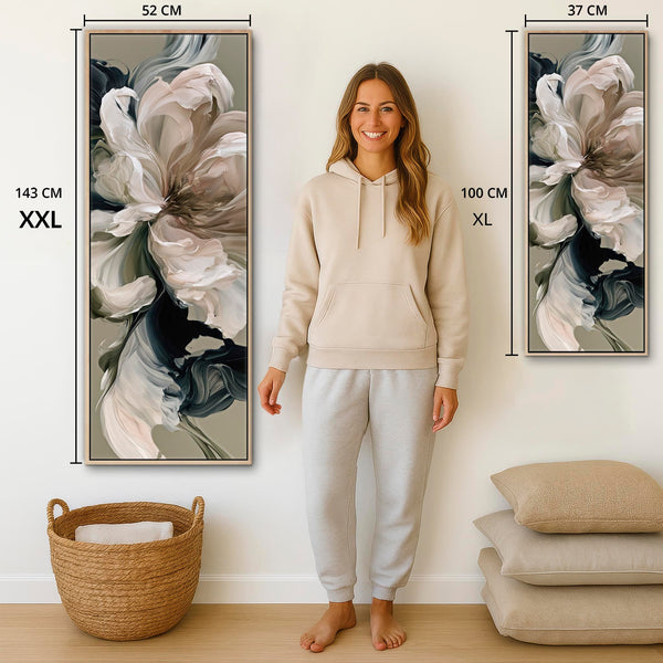 Tall Framed Hallway Canvas Print Sage Green Pink Vertical Art