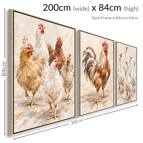 Set of 3 Framed Kitchen Wall Art Canvases - The Committee