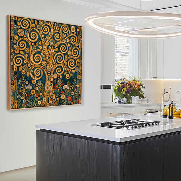 Large Life Tree Gustav Klimt inspired Framed Canvas Art