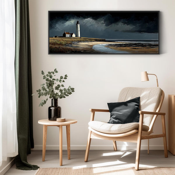 Framed Scottish Wall Art - Lighthouse - Lone Coastal Beacon