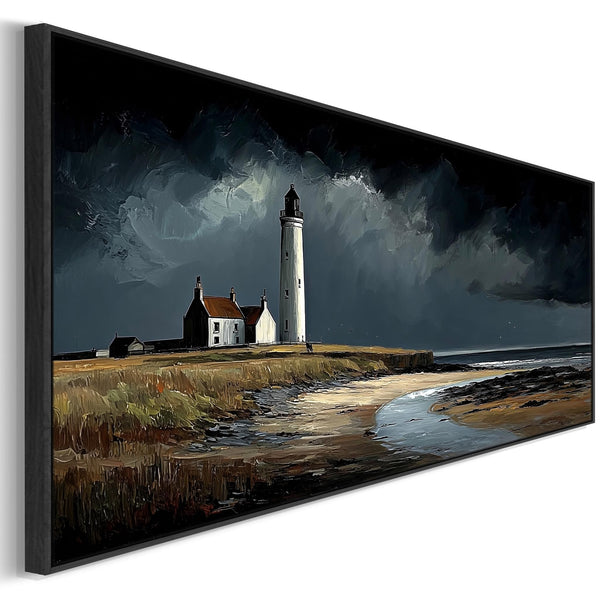 Framed Scottish Wall Art - Lighthouse - Lone Coastal Beacon