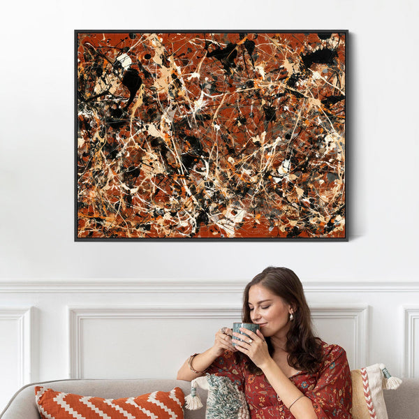 Large Abstract Rust Lounge Art - Framed Canvas for Living Room