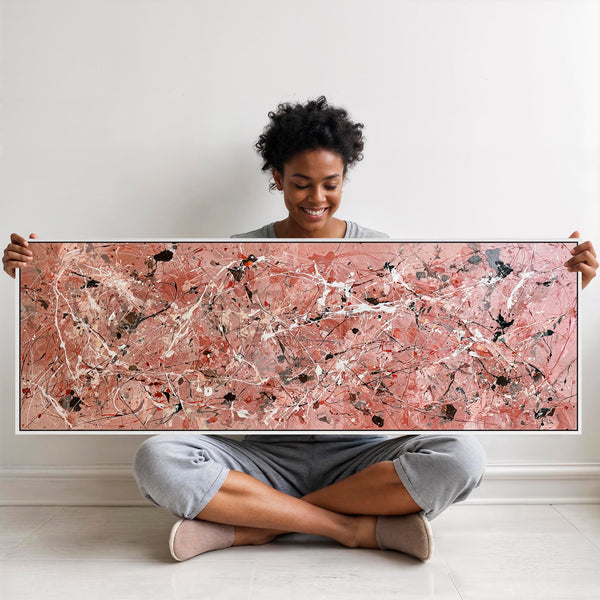 Wide Blush Pink Picture for Bedroom Framed Canvas Art over Bed