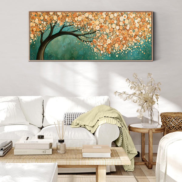 Teal Cream Gustav Klimt inspired Bedroom over Bed Canvas Art