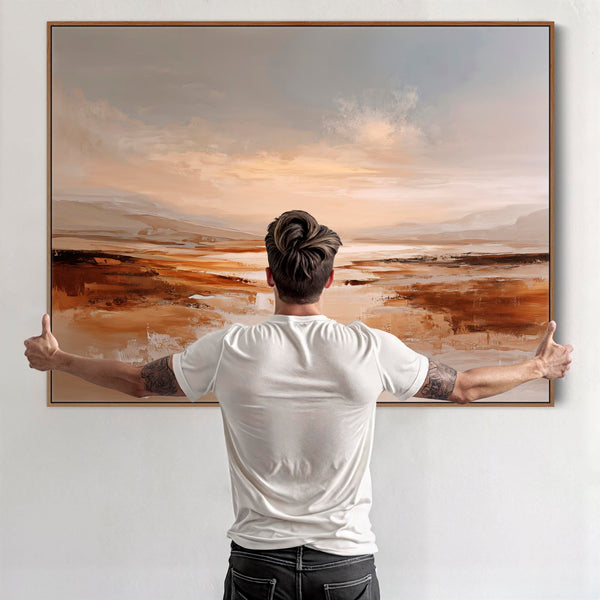 Extra Large Living Room Framed Wall Art - Dusk Umber Reflections