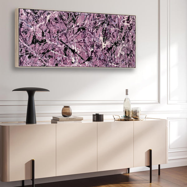 Wide Bedroom Wall Art Canvas Framed Mauve over Bed XL Artwork