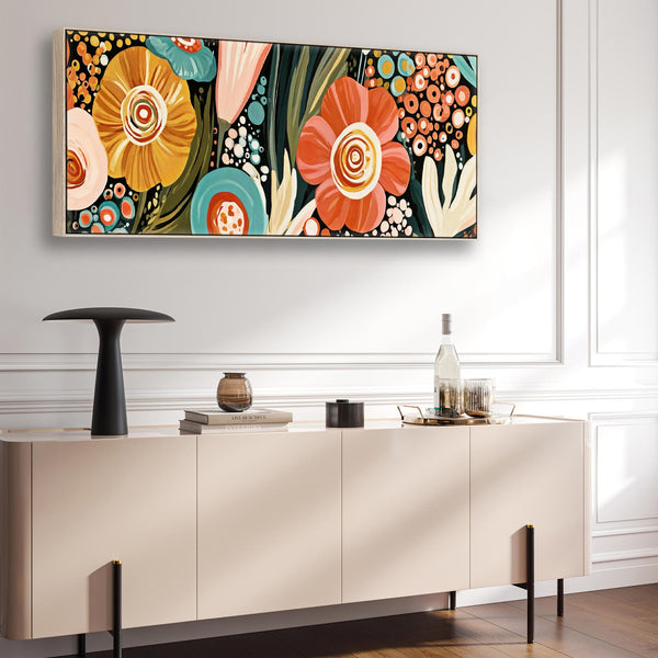 Wide Colourful Bedroom Wall Art Framed Vibrant over Bed Canvas