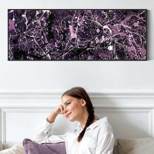 Wide Bedroom Wall Art - Deep Purple Lilac over Bed Long Canvas