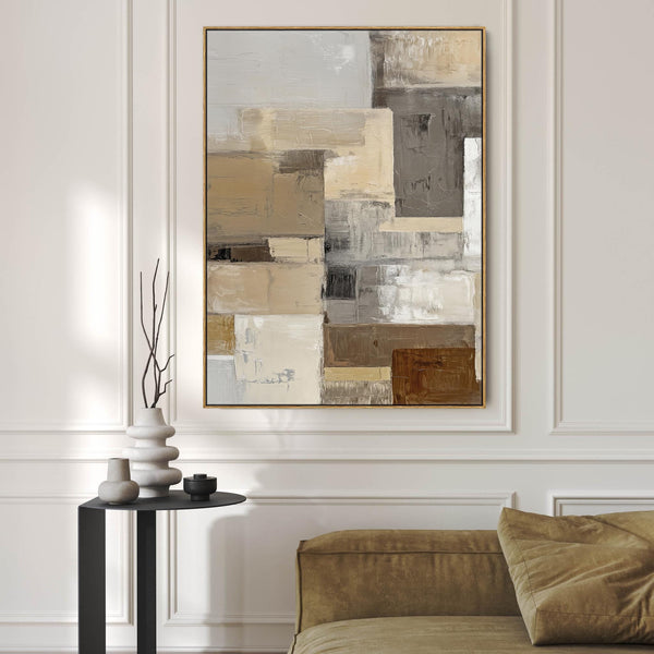 Sitting Room Framed Artwork on Canvas Beige Earth Blend