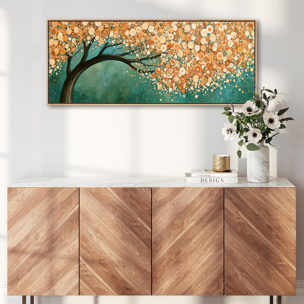 Teal Cream Gustav Klimt inspired Bedroom over Bed Canvas Art